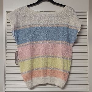 Carducci - (NWT) Vintage Nubby Knit Striped Short-Sleeve Top